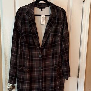 Torrid Black and Pink Plaid Blazer